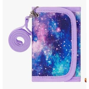 Kids Galaxy Space Print Trifold Wallet with Lanyard